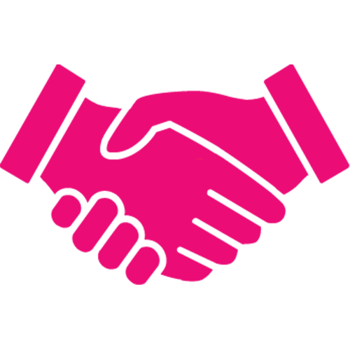 pink icon of handshake