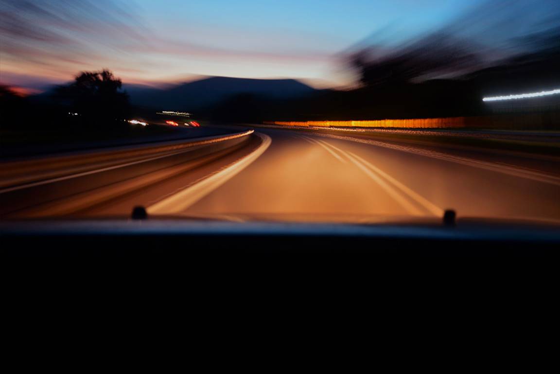 car dashboard view of road